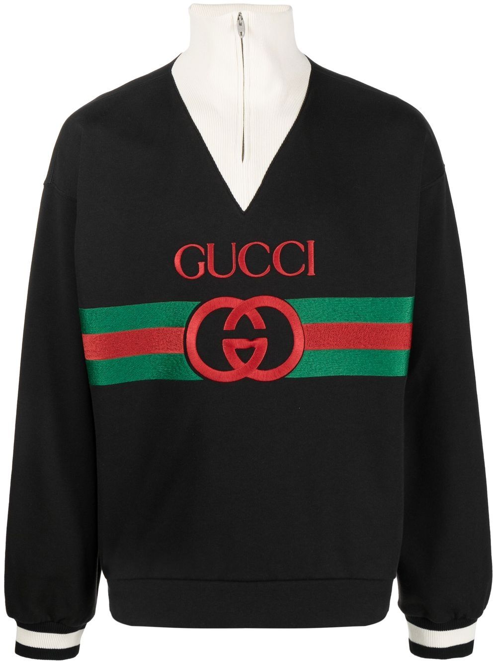 Gucci embroidered-logo high-neck sweatshirt - Black von Gucci