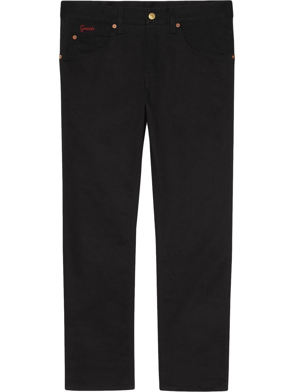 Gucci embroidered-logo straight-leg trousers - Black von Gucci