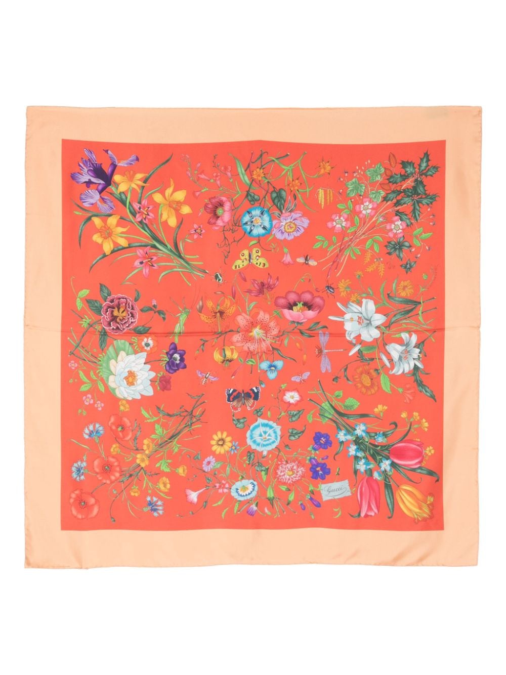 Gucci floral-print silk carré - Orange von Gucci