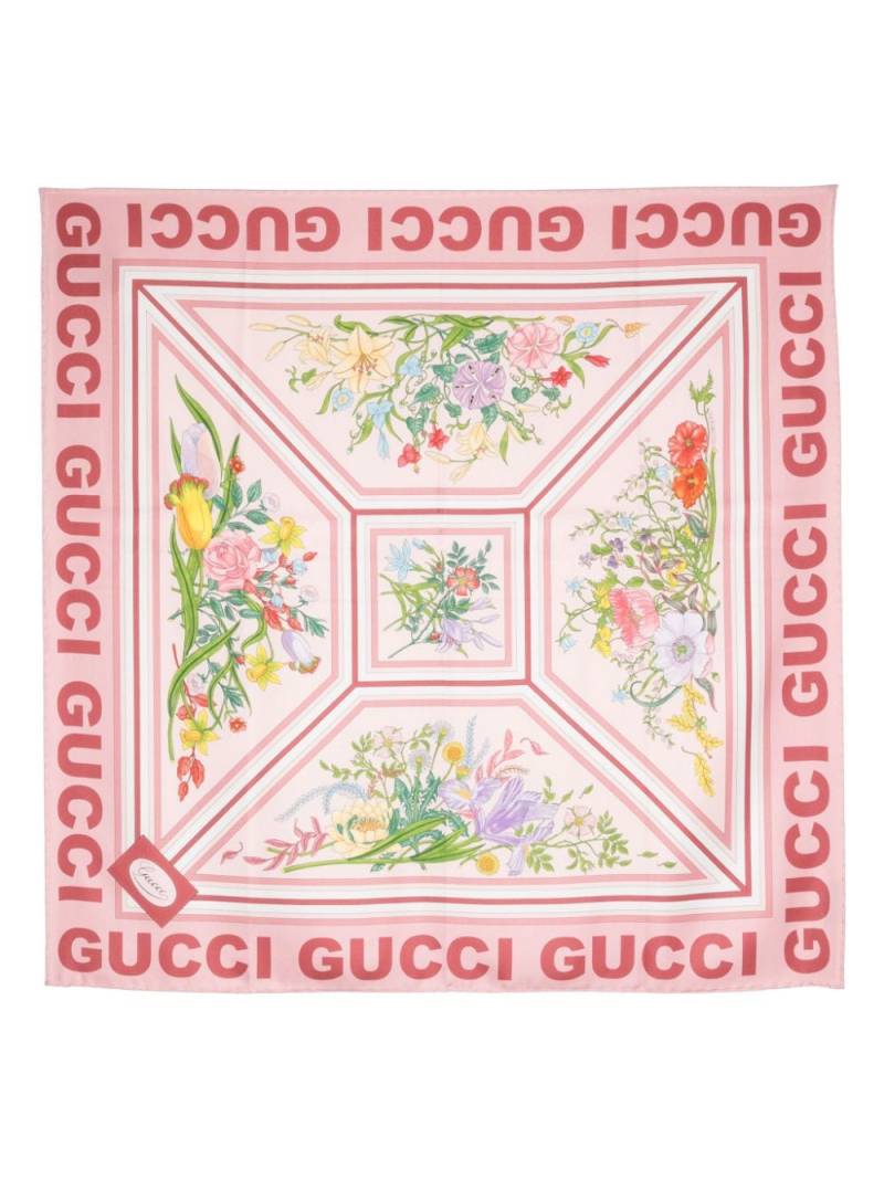 Gucci floral-print silk scarf - Pink von Gucci