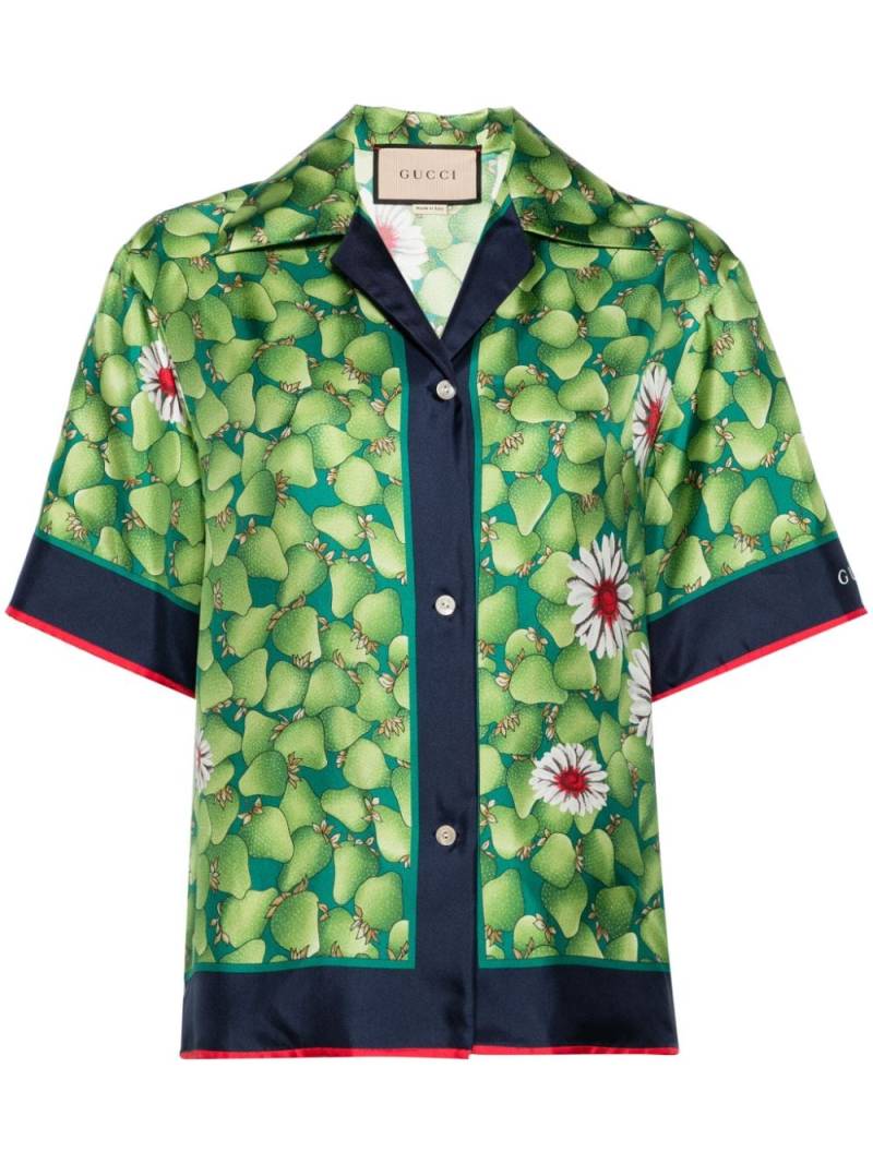 Gucci Strawberry-print silk shirt - Green von Gucci