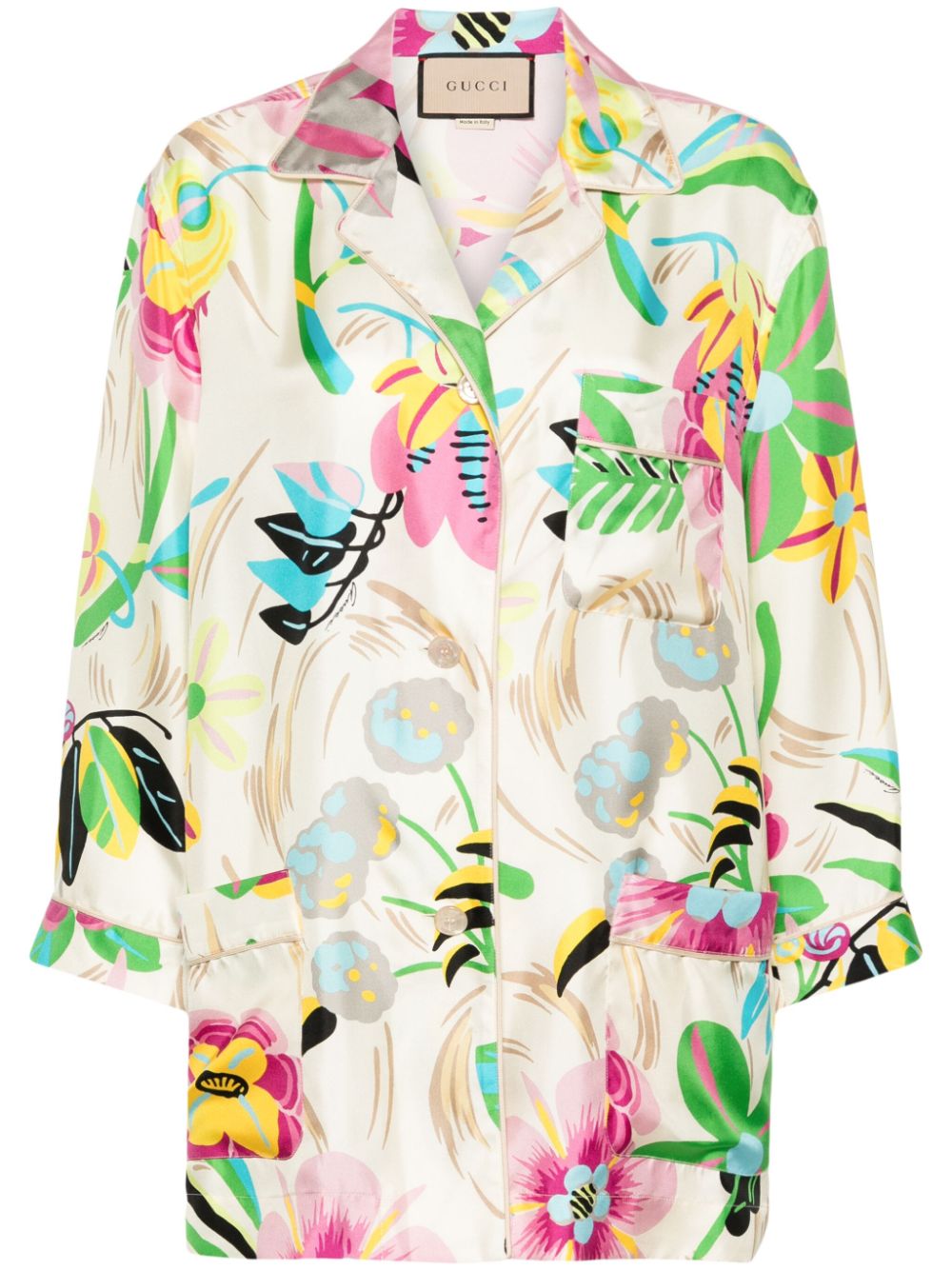 Gucci floral-print silk shirt - Neutrals von Gucci