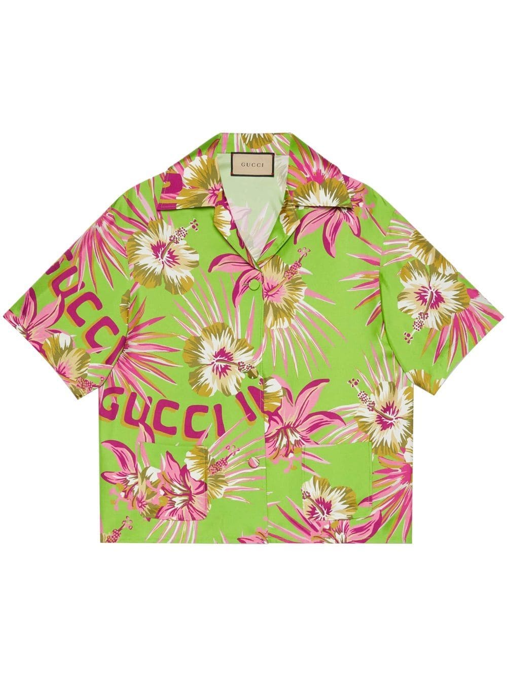 Gucci floral-print silk short-sleeved shirt - Green von Gucci