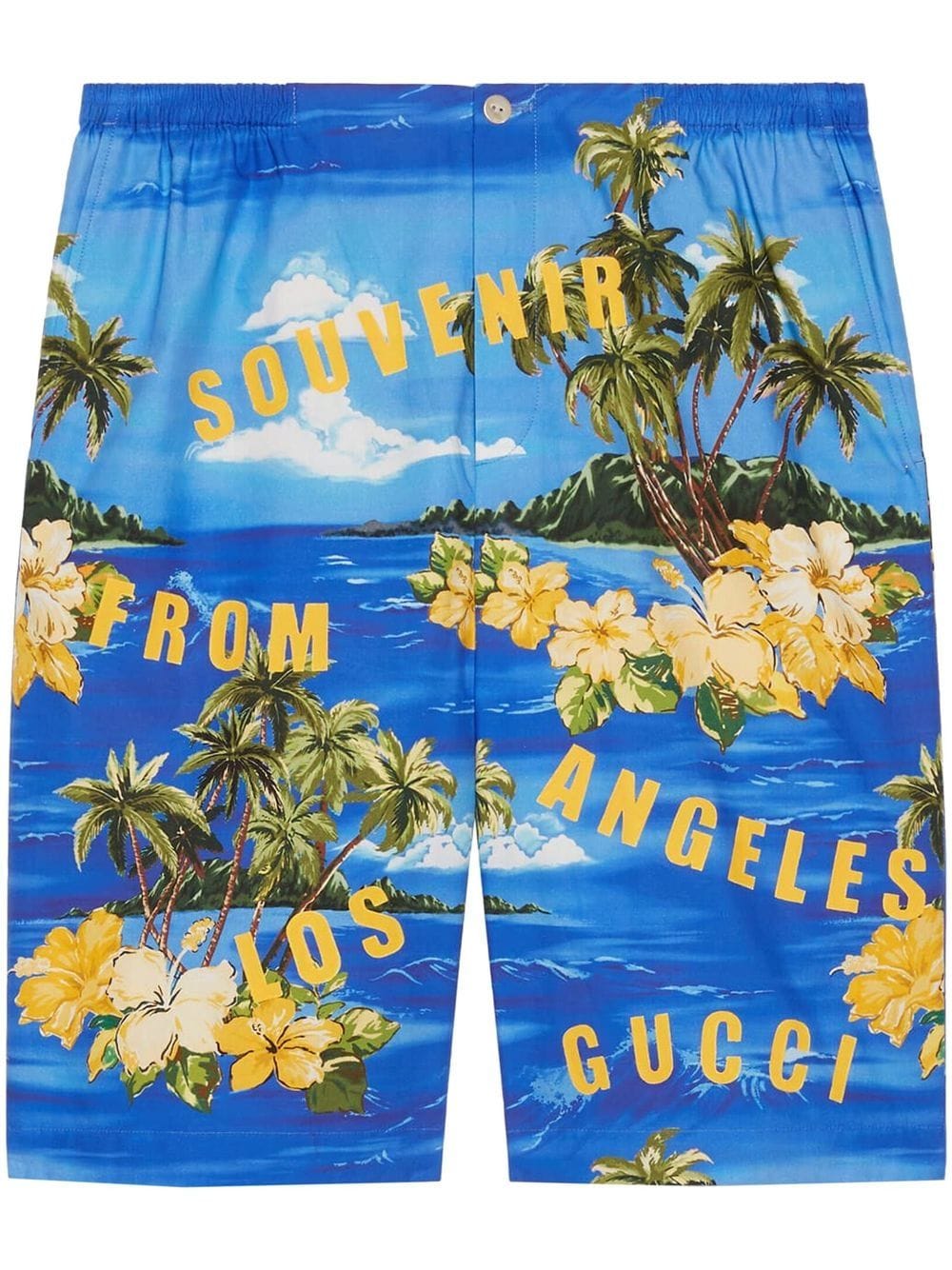 Gucci graphic-print high-waisted shorts - Blue von Gucci