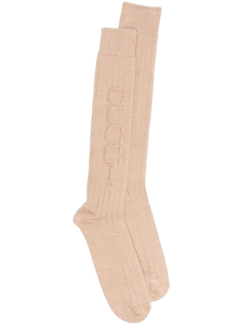 Gucci intarsia knit-logo socks - Neutrals von Gucci