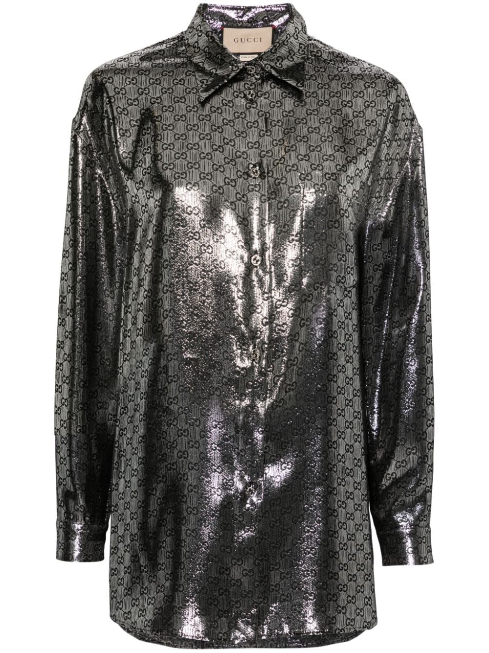 Gucci GG-jacquard lamé shirt - Silver von Gucci