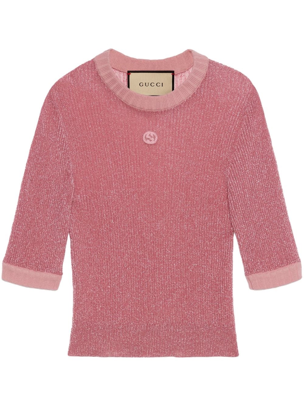 Gucci lamé-knit cashmere top - Pink von Gucci