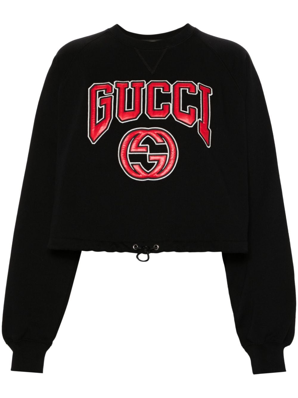 Gucci logo-embroidered cotton sweatshirt - Black von Gucci