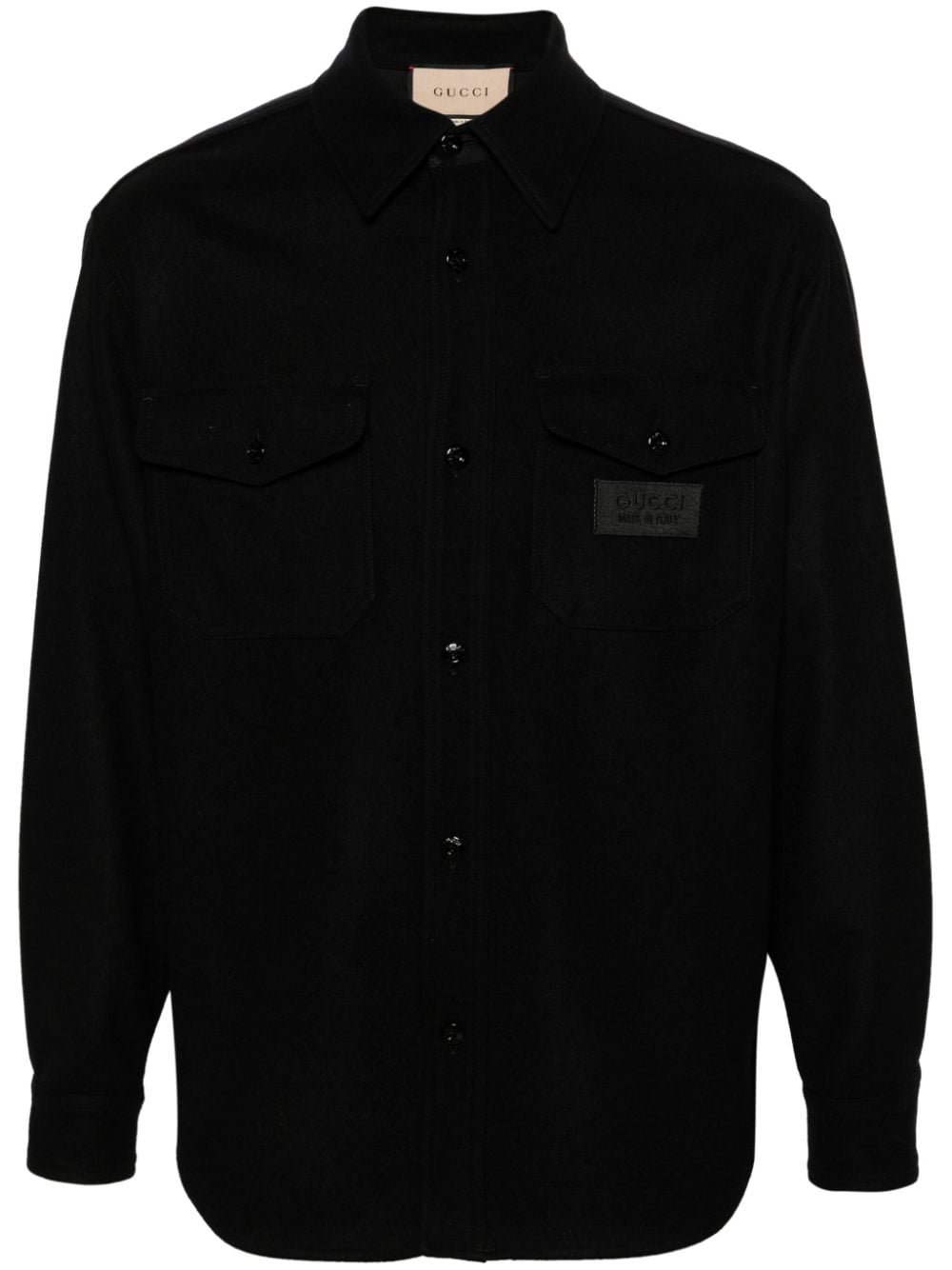 Gucci logo-patch wool overshirt - Black von Gucci