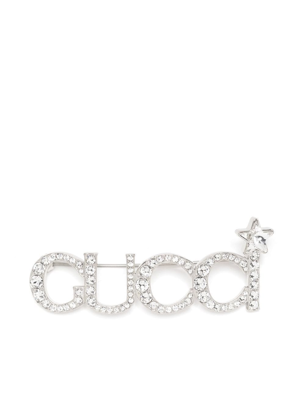 Gucci logo crystal brooch - Silver von Gucci