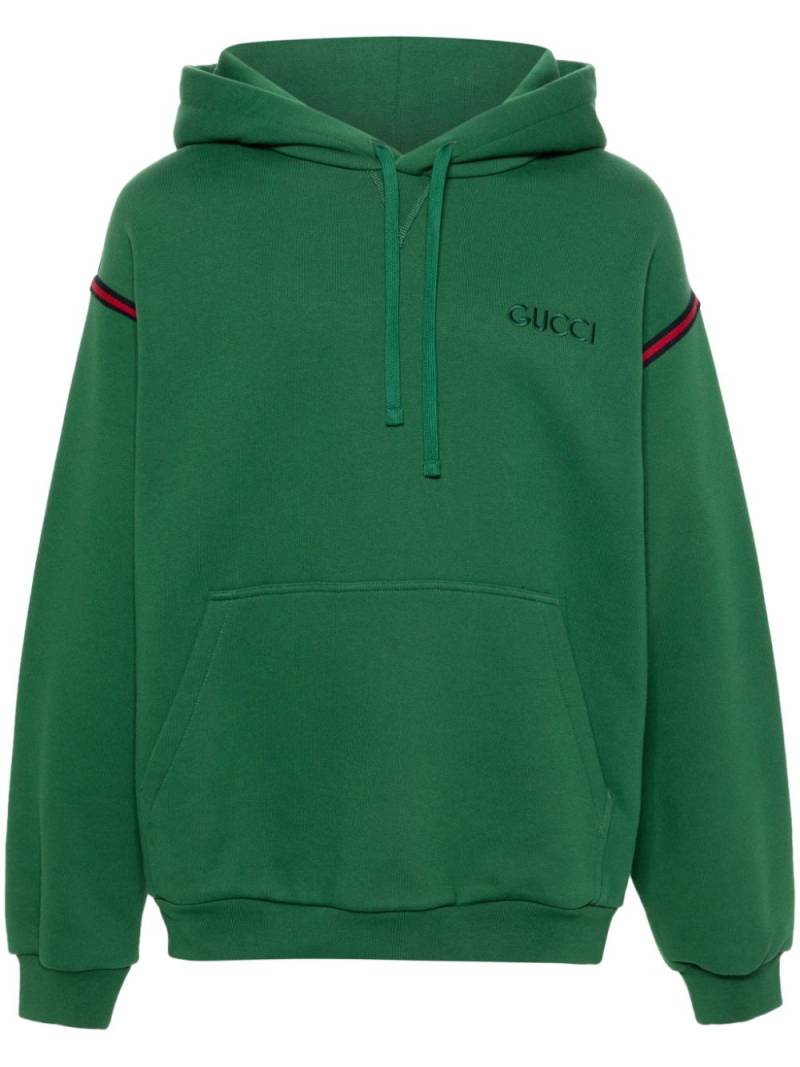 Gucci logo-embroidered cotton hoodie - Green von Gucci