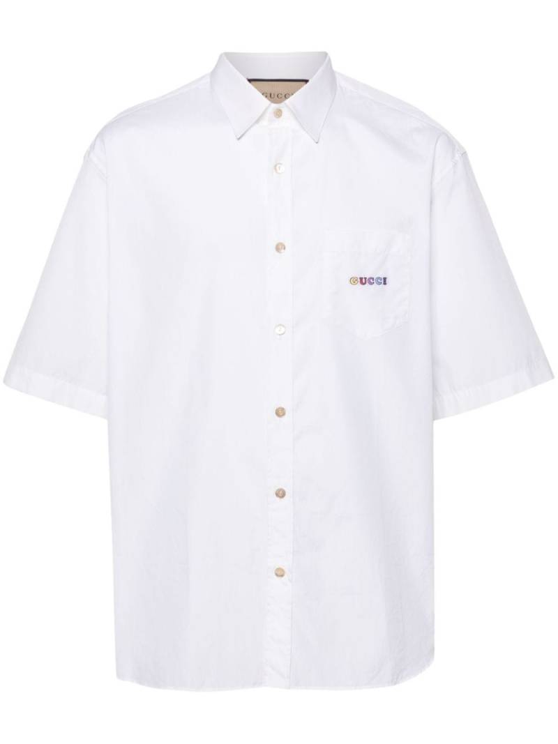 Gucci logo-embroidered cotton shirt - White von Gucci