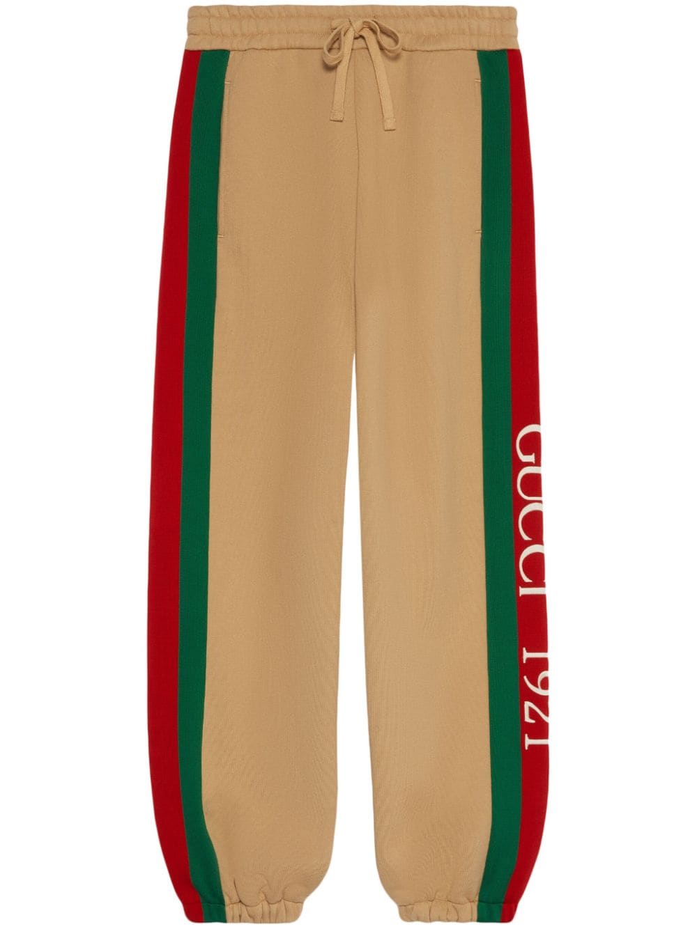 Gucci logo-embroidered cotton track pants - Neutrals von Gucci