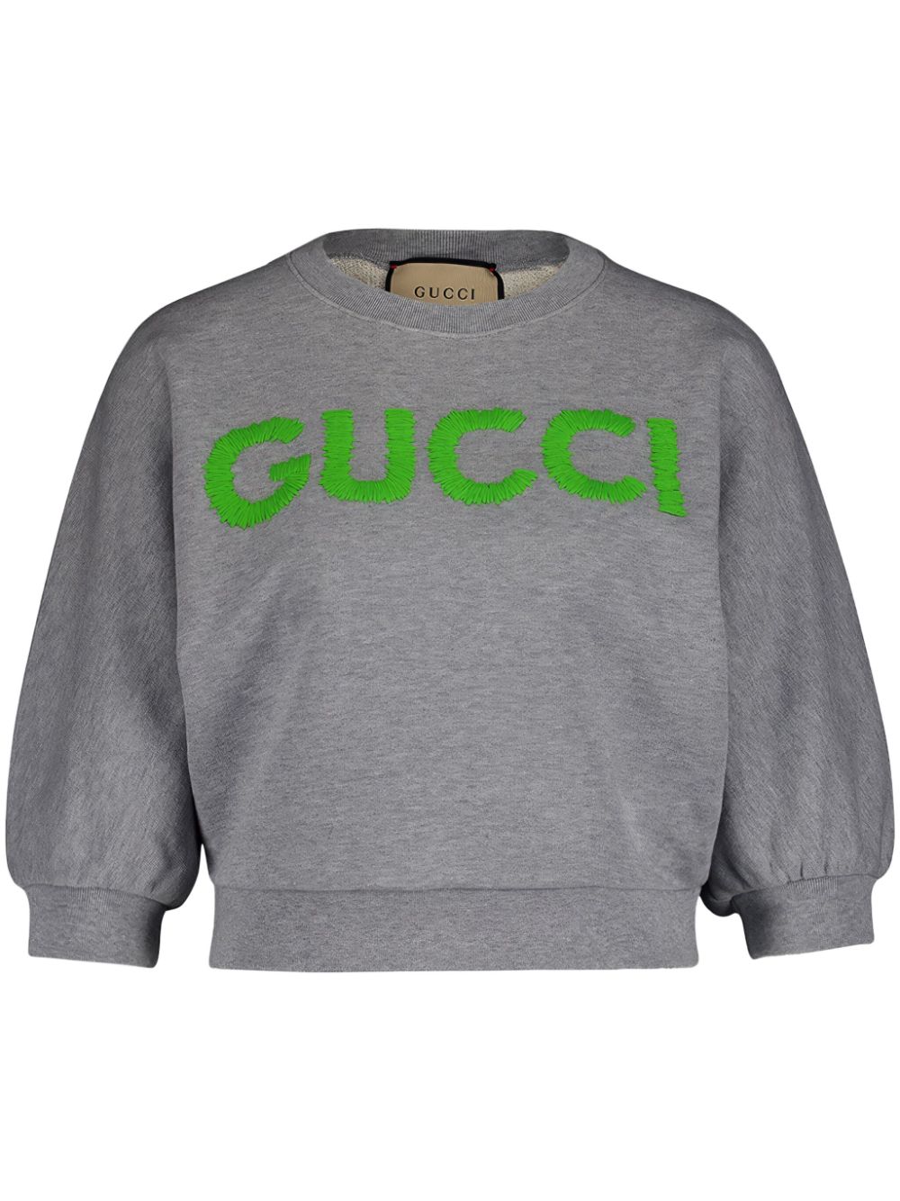 Gucci logo-embroidered cropped cotton sweatshirt - Grey von Gucci
