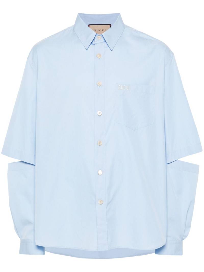 Gucci logo-embroidered short-sleeve shirt - Blue von Gucci