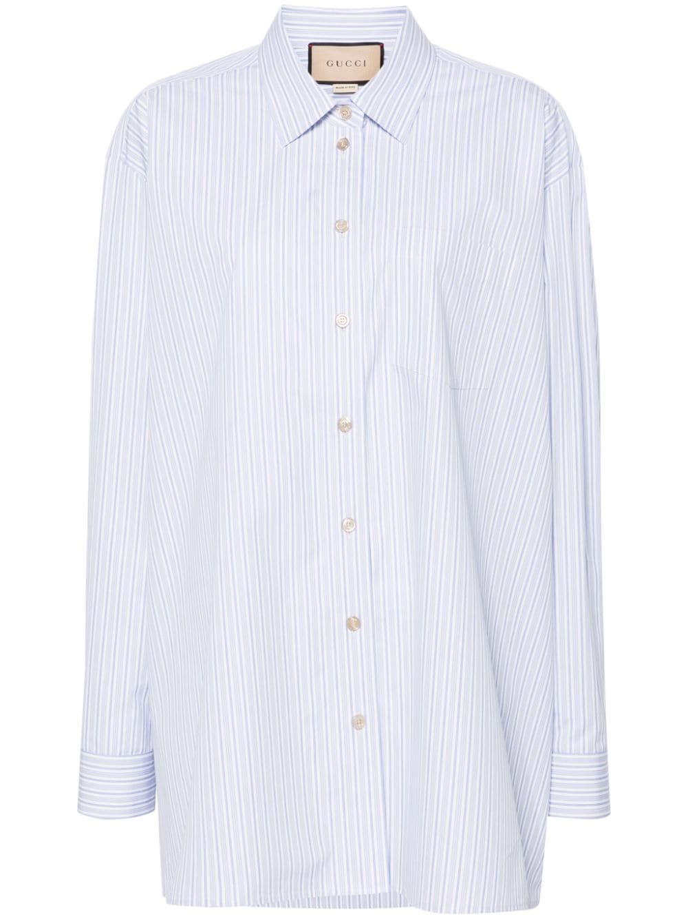 Gucci logo-embroidered striped shirt - White von Gucci