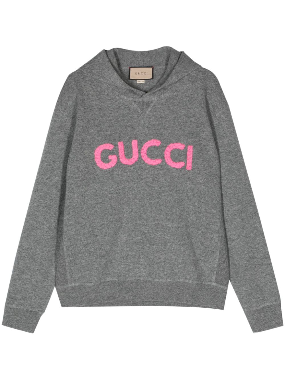 Gucci logo-embroidered wool hoodie - Grey von Gucci