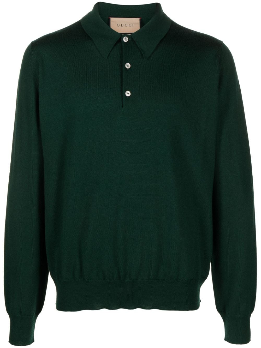 Gucci logo-embroidered wool polo shirt - Green von Gucci