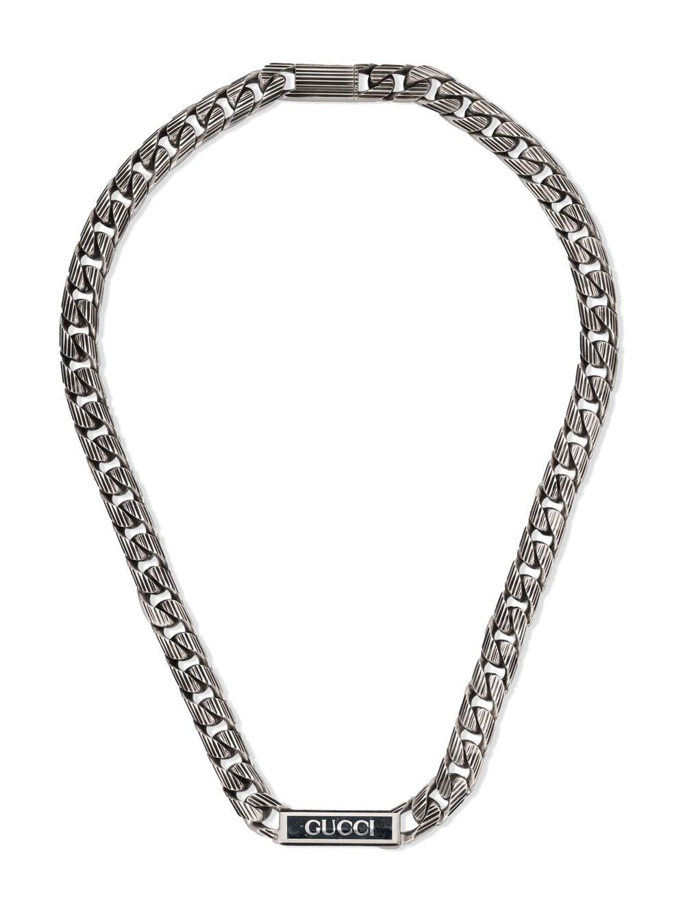 Gucci logo enamel necklace - Silver von Gucci