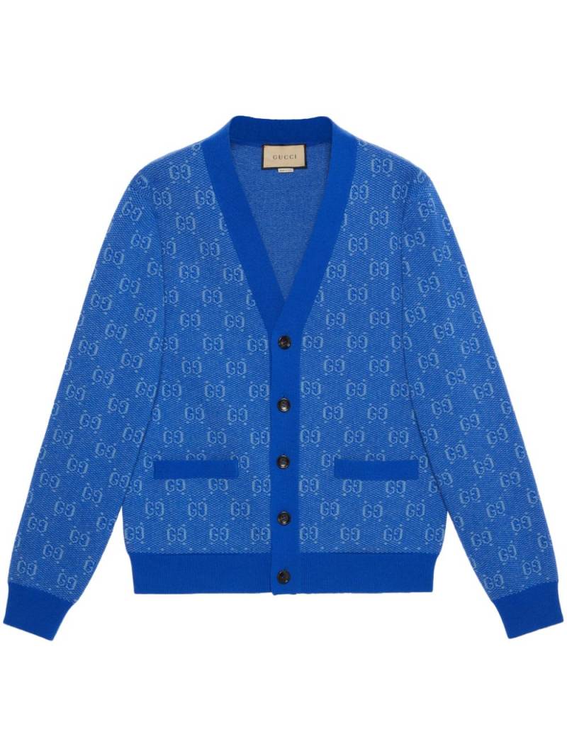 Gucci GG jacquard wool cardigan - Blue von Gucci