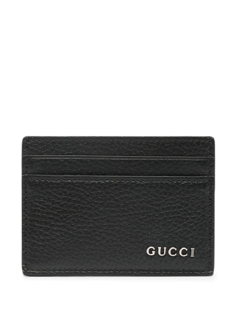 Gucci logo-lettering leather card holder - Black von Gucci