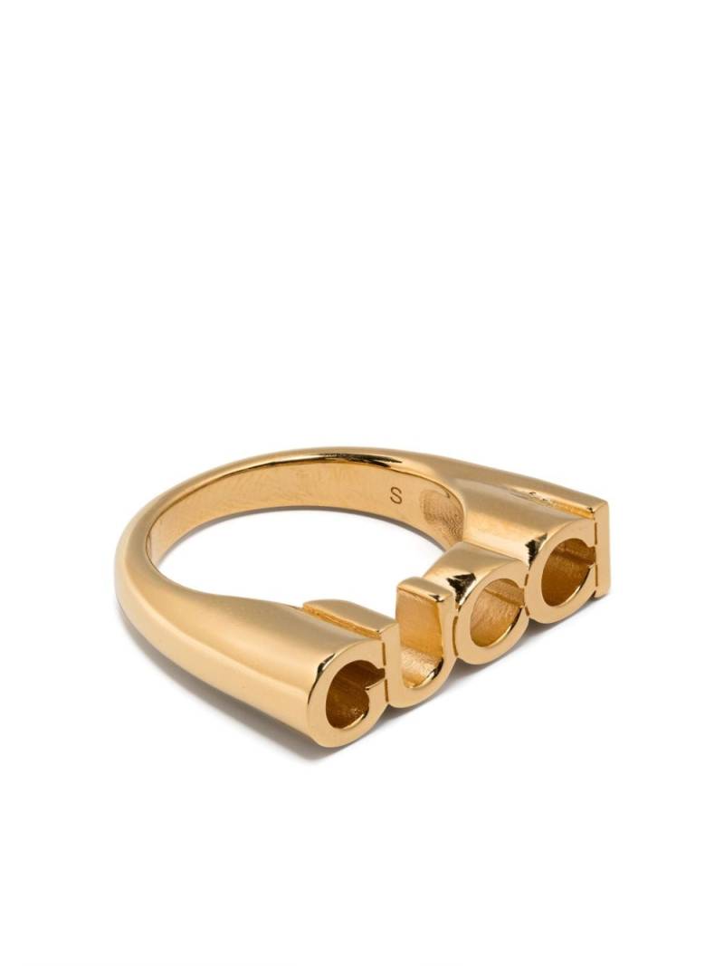 Gucci logo-lettering polished-finish ring - Gold von Gucci