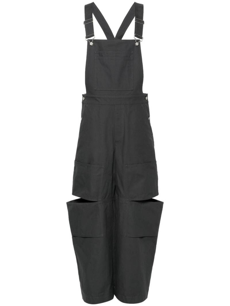 Gucci logo-appliqué cotton dungarees - Grey von Gucci