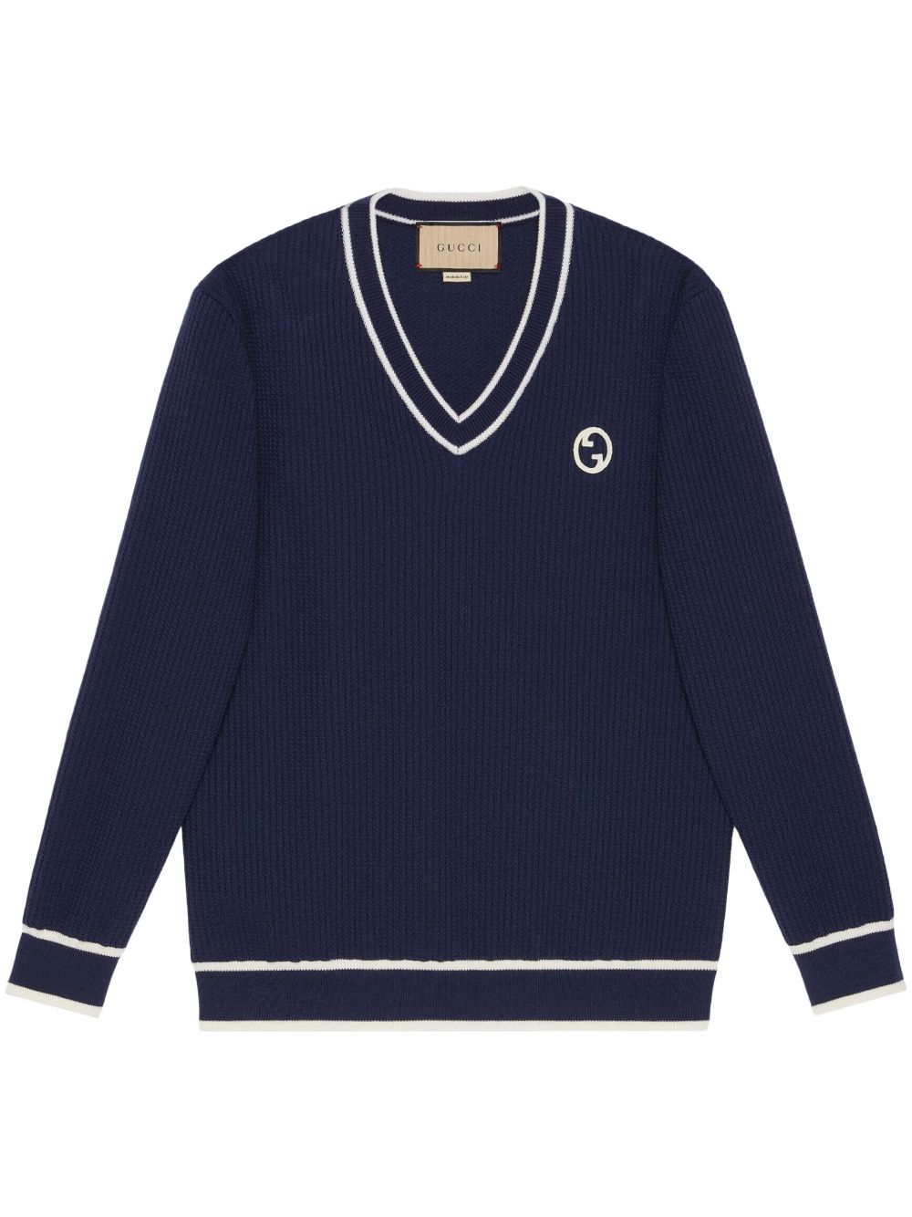 Gucci logo-patch cotton-wool sweatshirt - Blue von Gucci