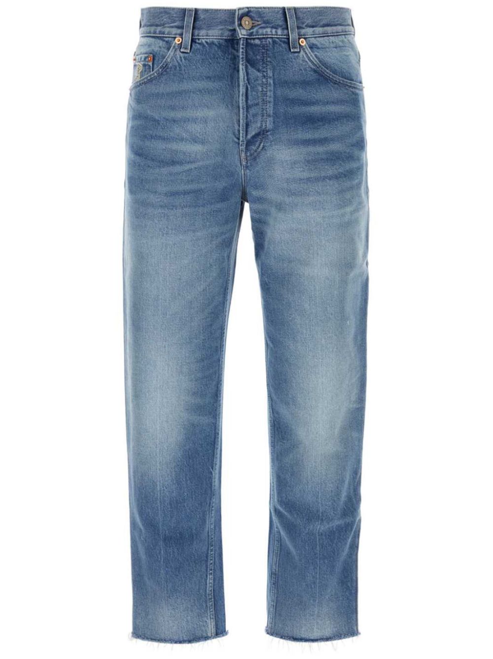 Gucci logo-patch straight-leg jeans - Blue von Gucci