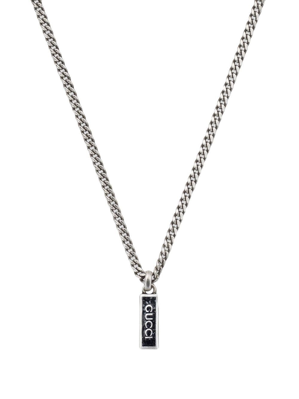 Gucci logo-pendant enamel necklace - Silver von Gucci