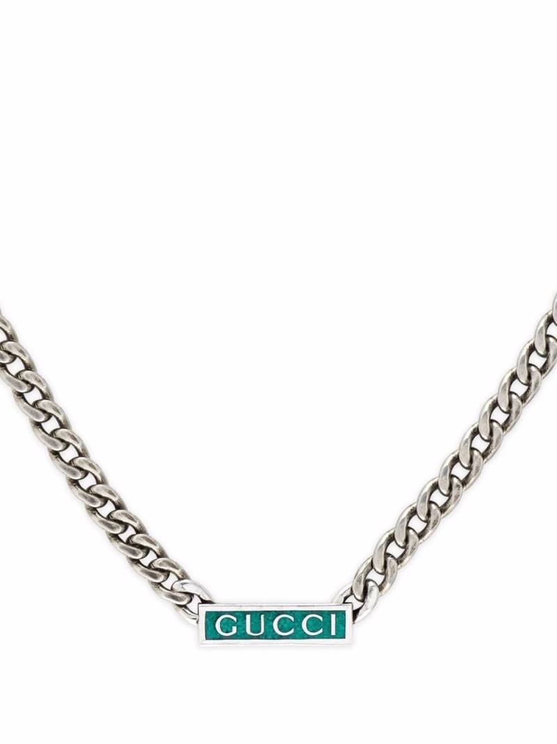 Gucci logo-plaque gourmette-chain necklace - Silver von Gucci