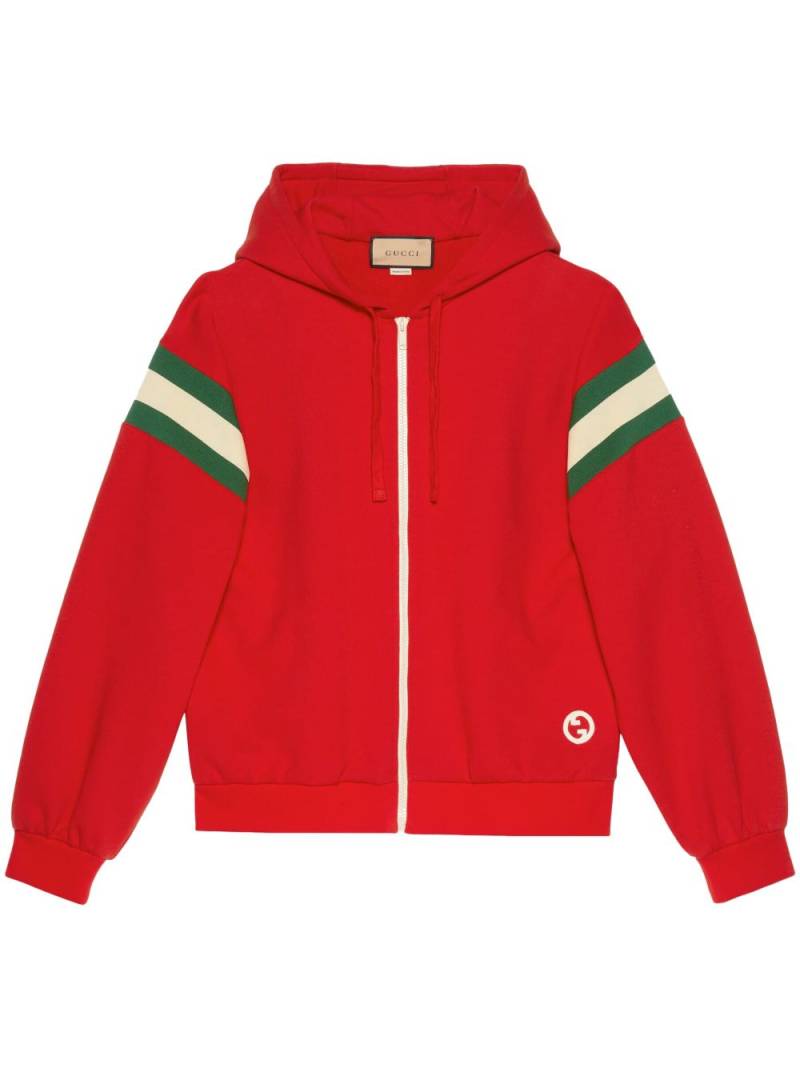 Gucci logo-print cotton hoodie - Red von Gucci