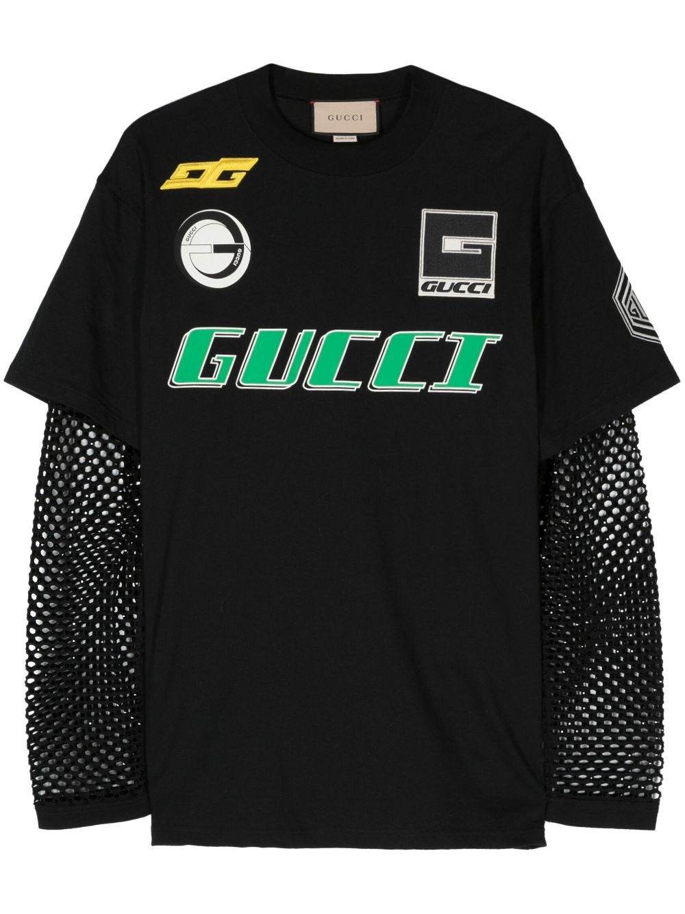 Gucci logo-print layered cotton T-shirt - Black von Gucci