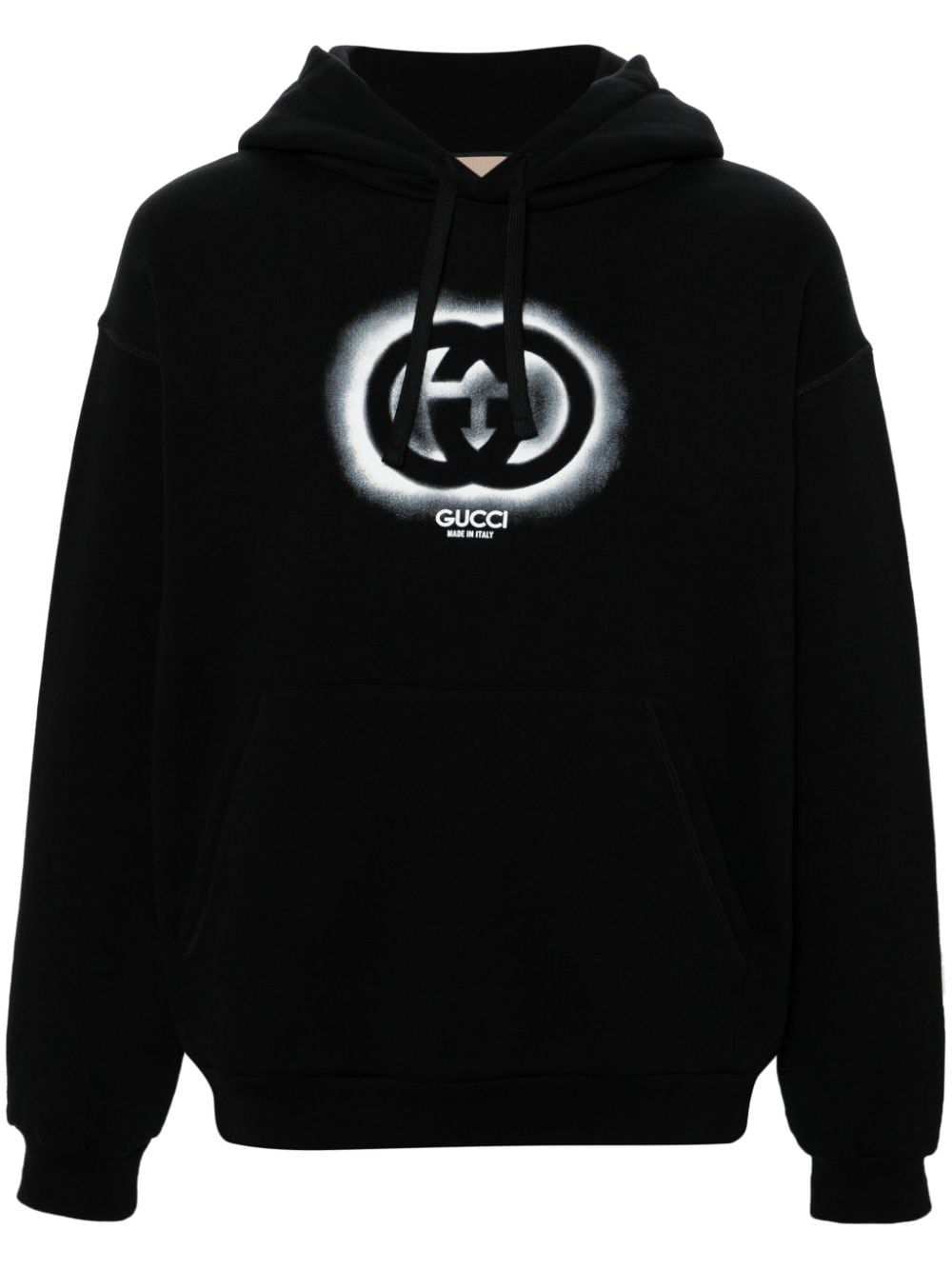 Gucci logo-printed cotton hoodie - Black von Gucci