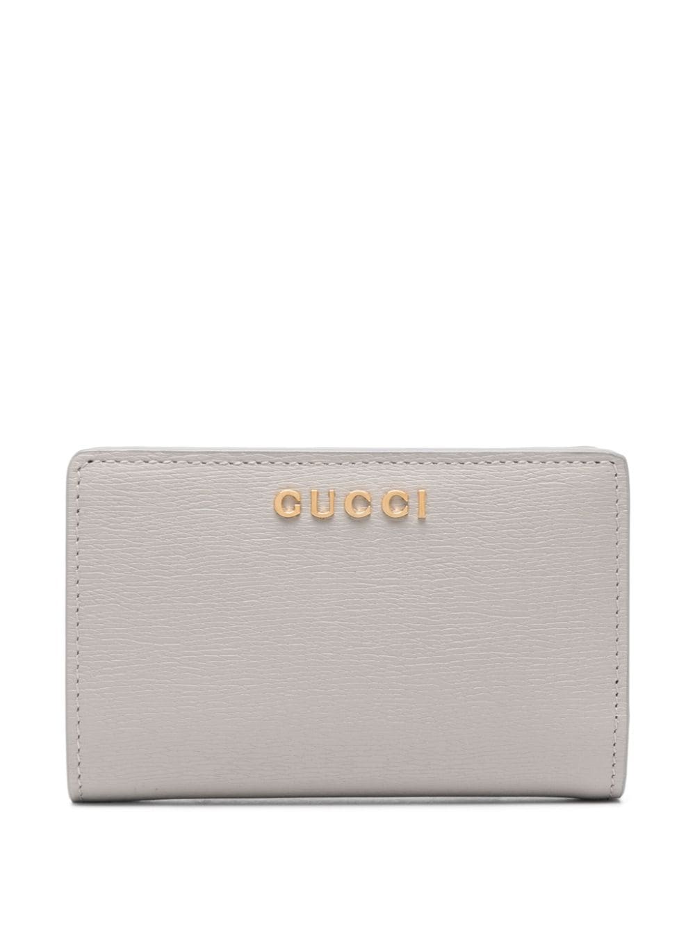 Gucci logo-script leather wallet - Grey von Gucci