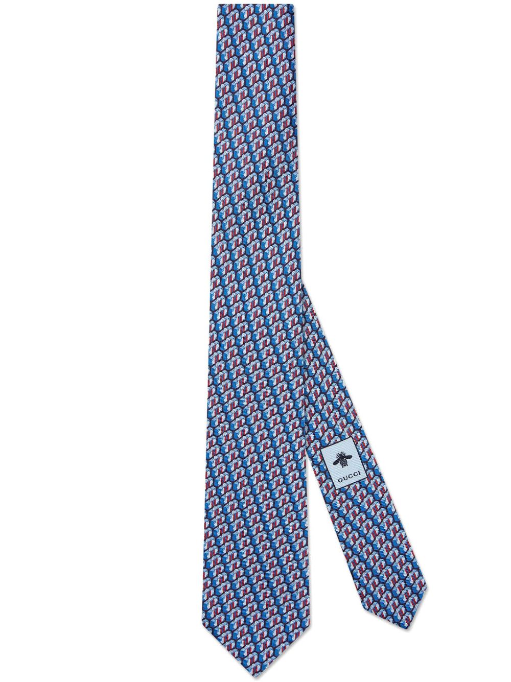 Gucci monogram silk tie - Blue von Gucci