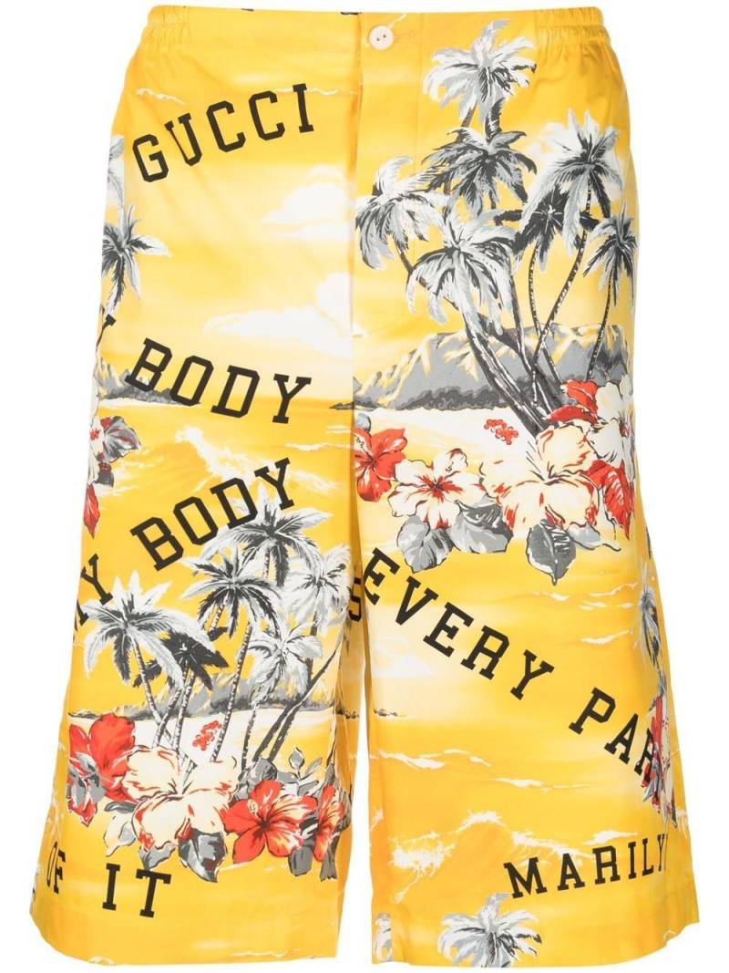 Gucci palm-print Bermuda shorts - Yellow von Gucci