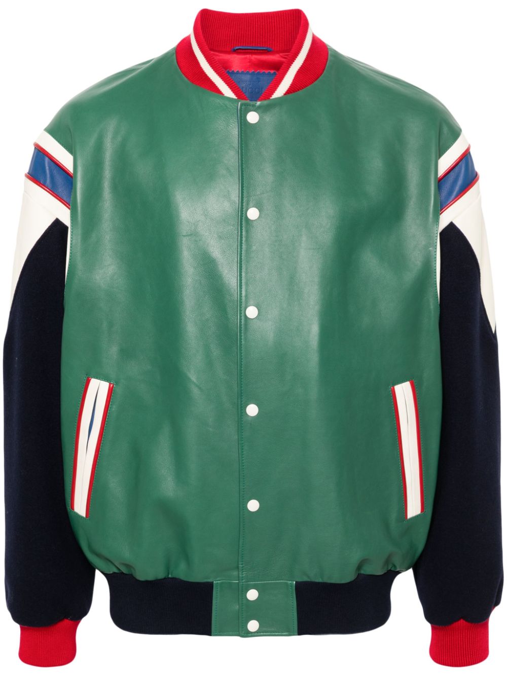 Gucci panelled leather bomber jacket - Green von Gucci