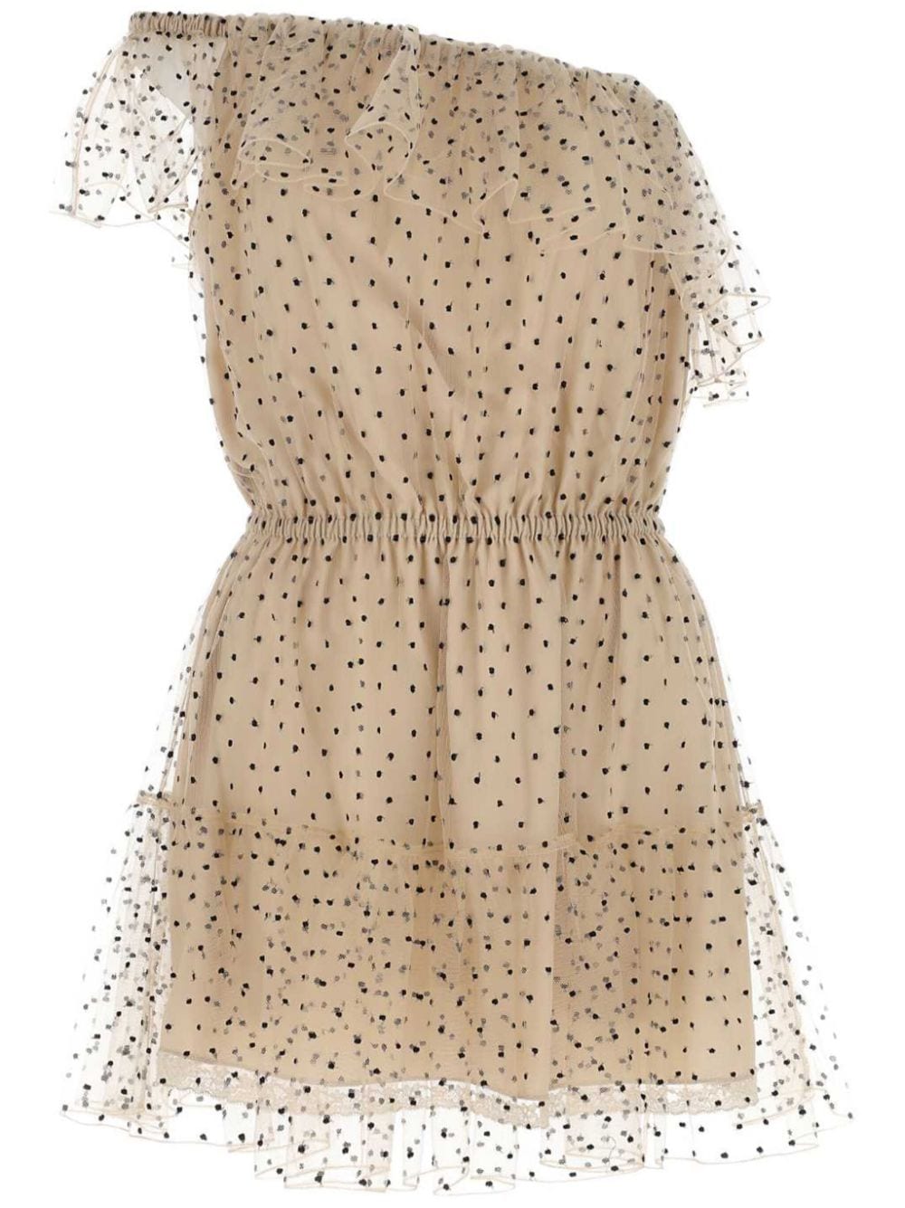 Gucci polka-dot one-shoulder minidress - Neutrals von Gucci