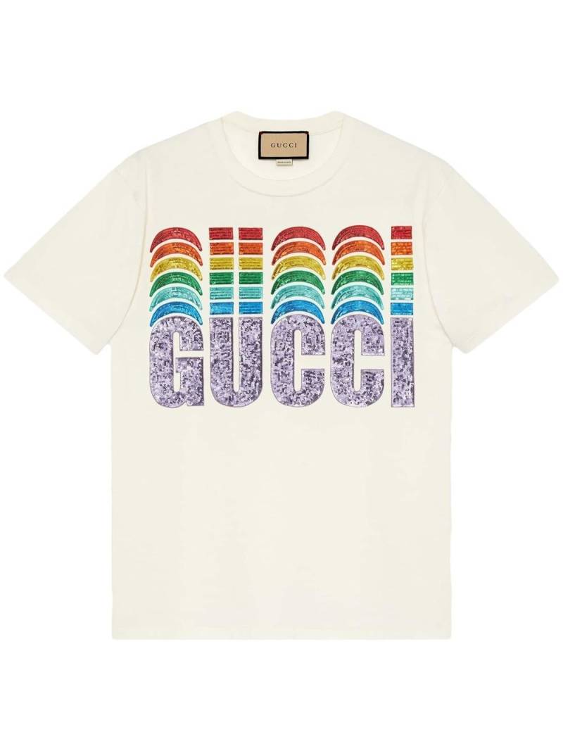 Gucci sequin-embellished short-sleeve T-shirt - White von Gucci