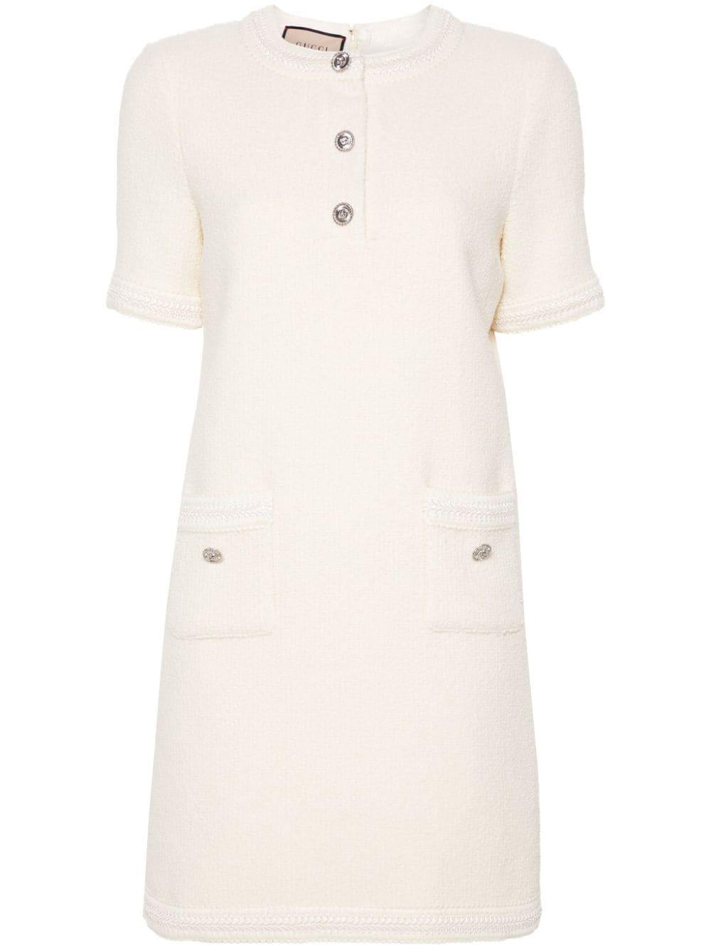 Gucci short-sleeves wool tweed dress - White von Gucci