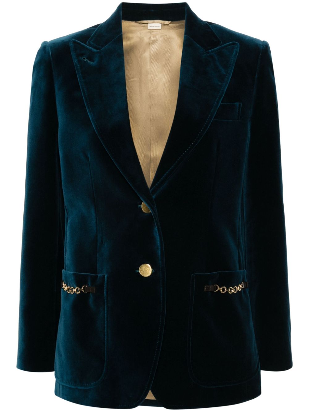 Gucci single-breasted velour blazer - Blue von Gucci