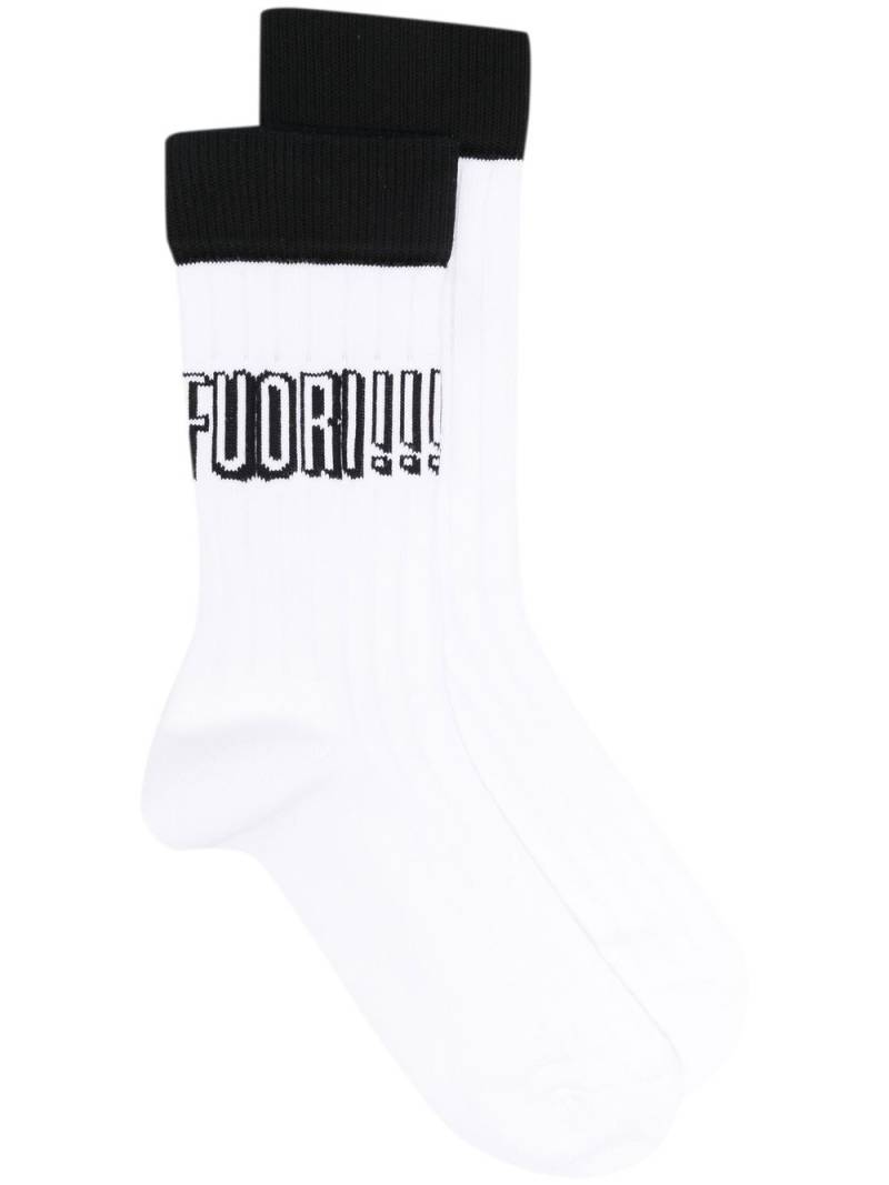 Gucci slogan-intarsia cotton socks - White von Gucci