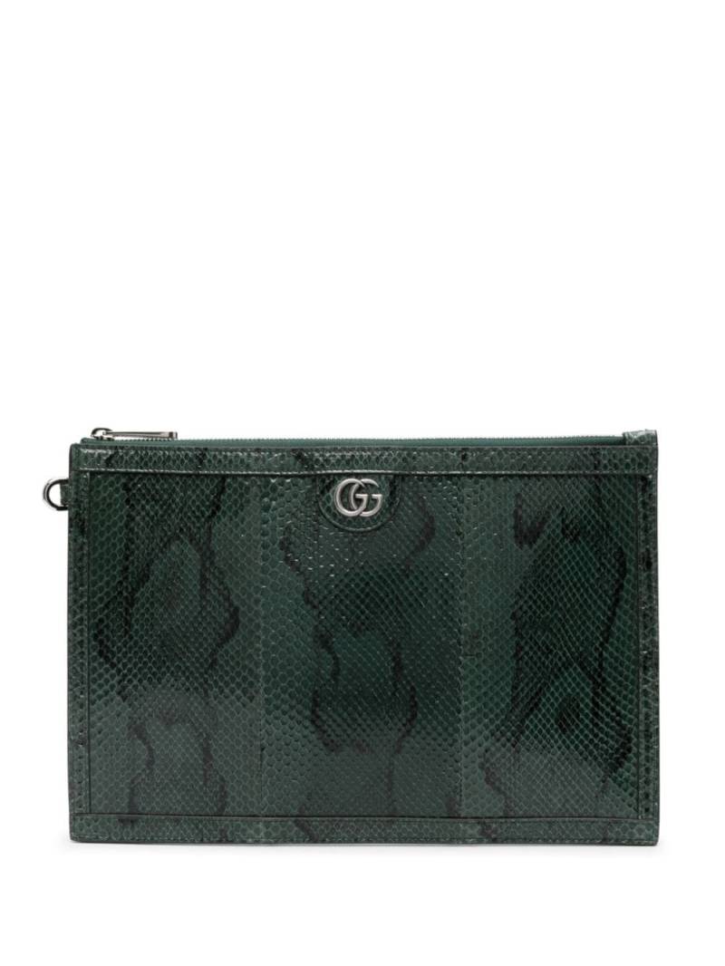 Gucci snakeskin-efffect clutch bag - Green von Gucci