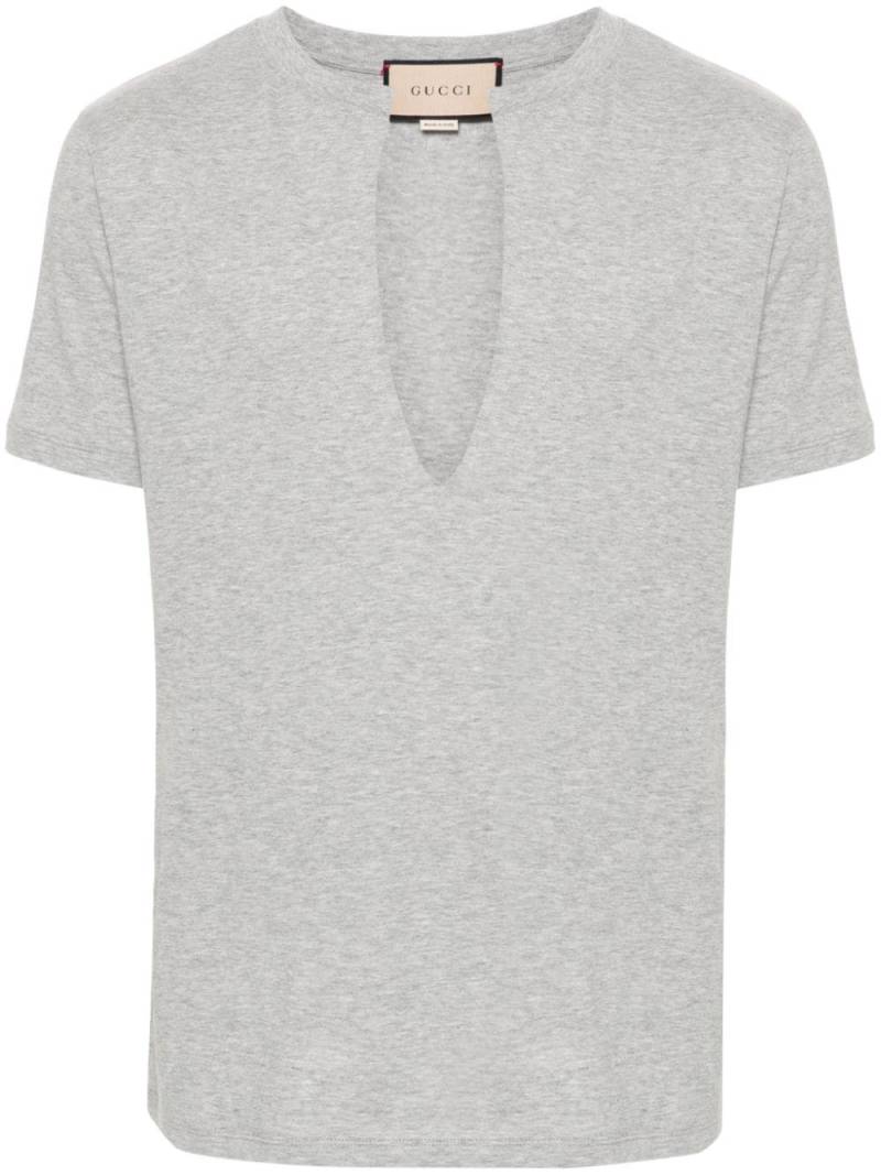 Gucci split-neck cotton T-shirt - Grey von Gucci