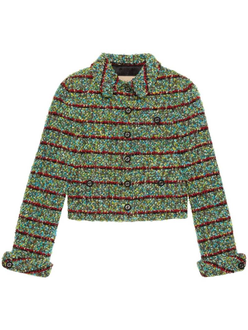 Gucci straight-collar striped tweed jacket - Green von Gucci