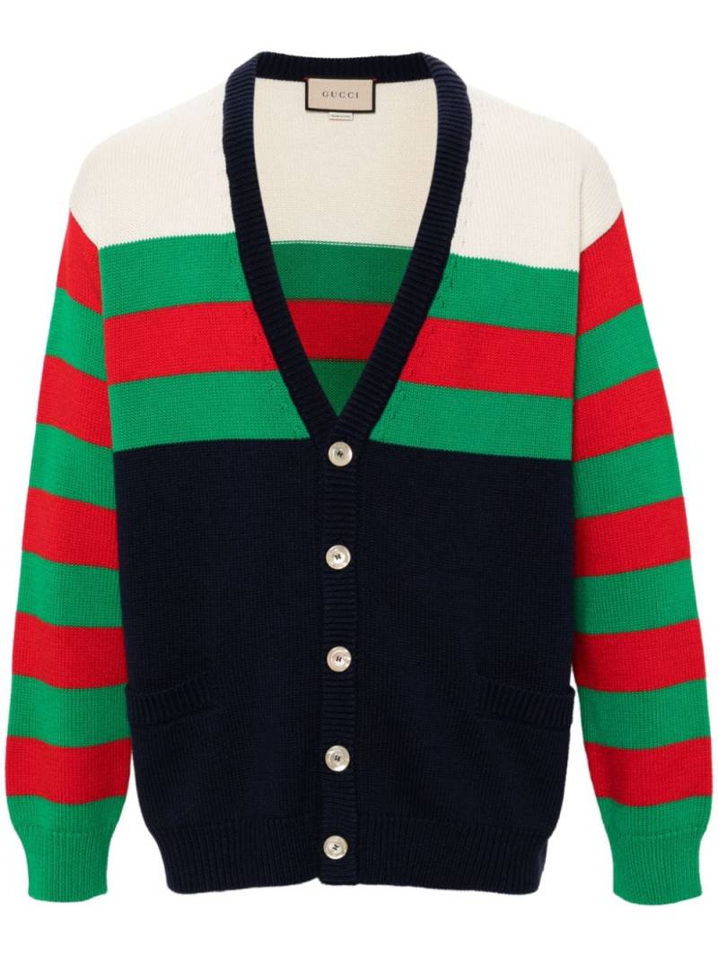 Gucci Web-stripe V-neck cardigan - Blue von Gucci