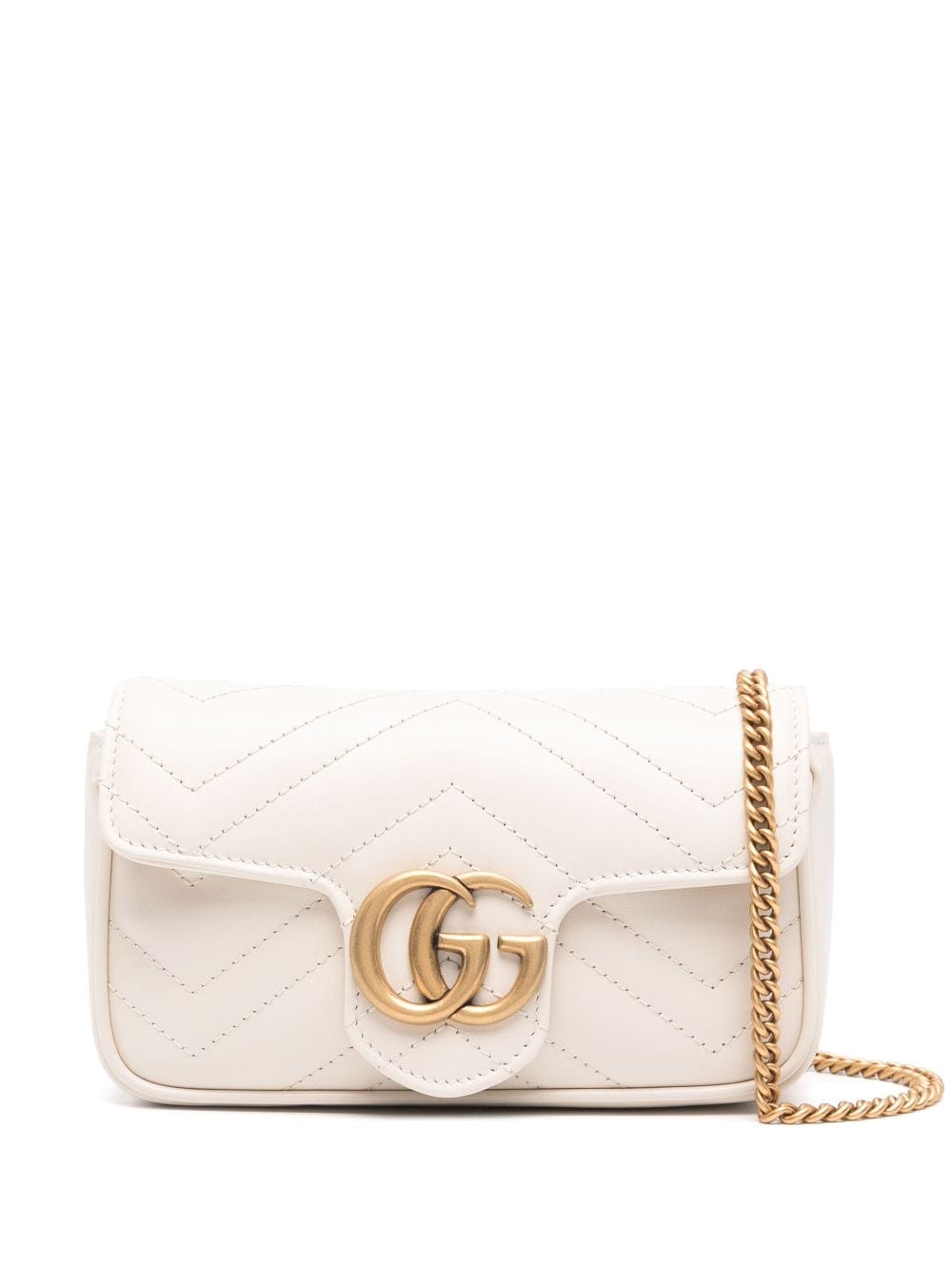 Gucci super mini GG Marmont shoulder bag - White von Gucci