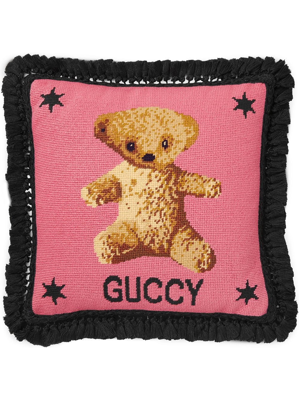 Gucci teddy bear needlepoint cushion - Pink von Gucci