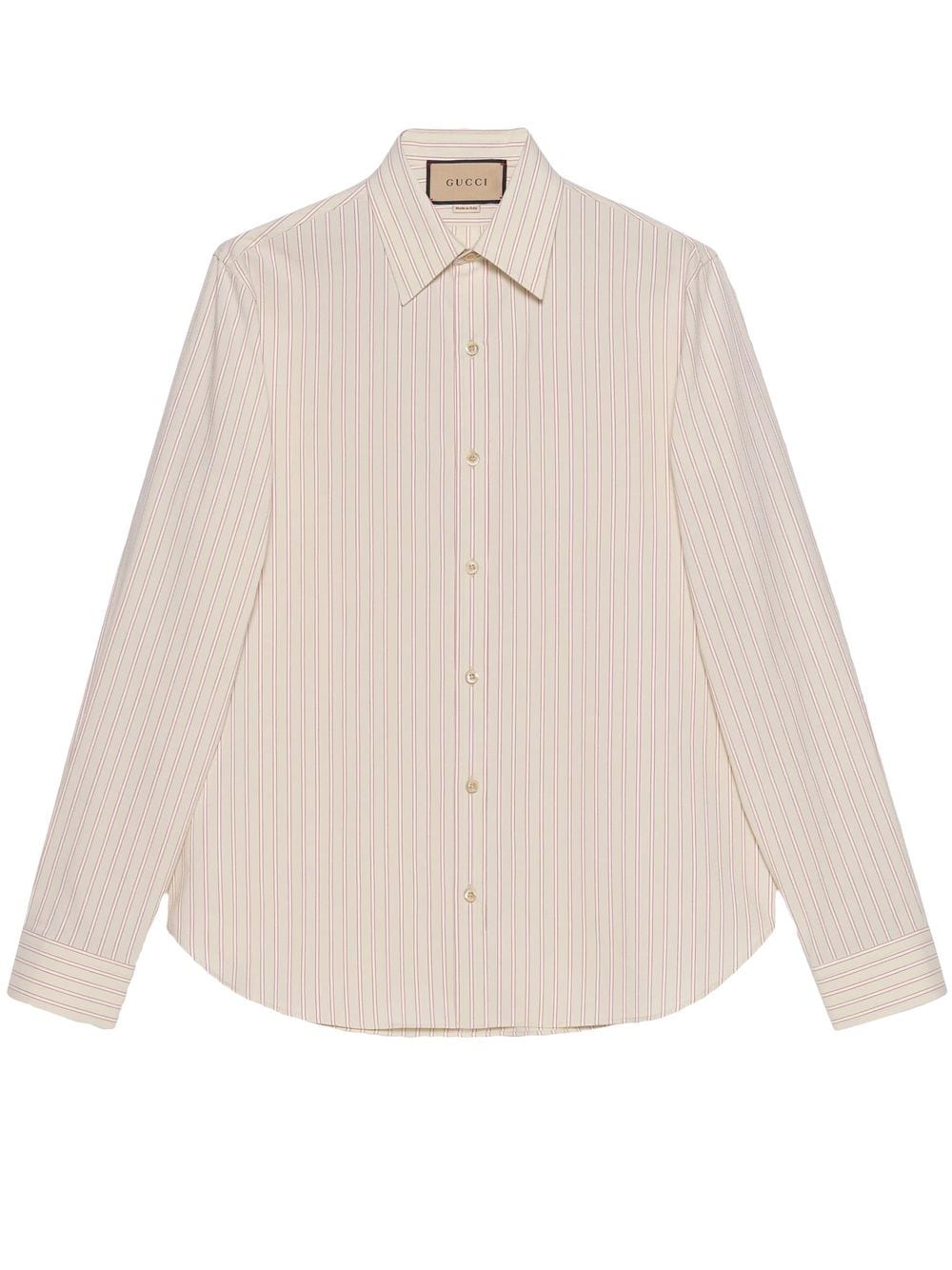 Gucci washed striped long-sleeve shirt - Neutrals von Gucci